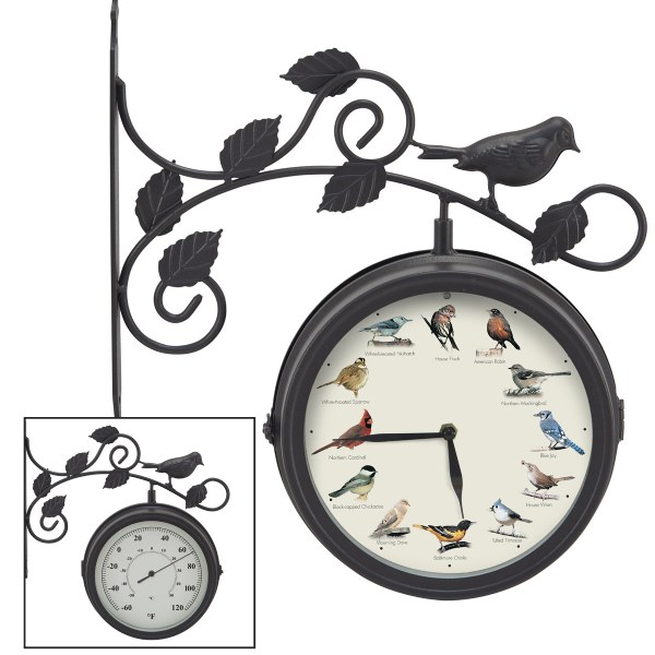 Outdoor Singing Bird Clock and Thermometer
