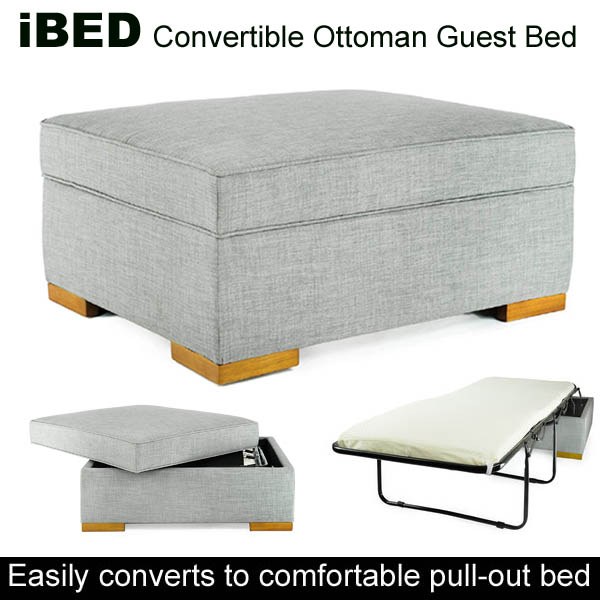 iBED Convertible Ottoman Guest Bed - Grey