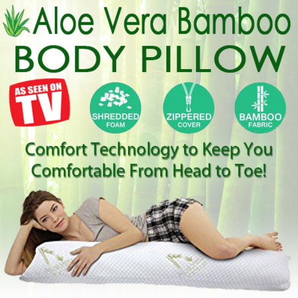 Aloe 99 Hypoallergenic Aloe Vera Bamboo Memory Foam Full Body Pillow for Adults 