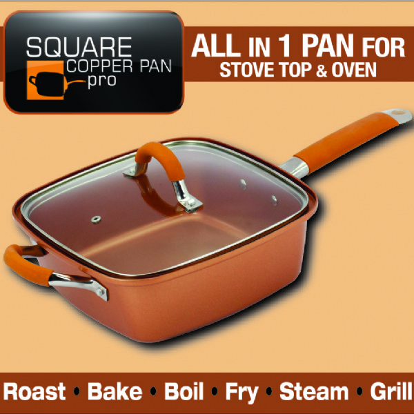 Details about   Copper Coated 5-in-1 Non-Stick Induction Square Pan Casserole 9.5" Pan 