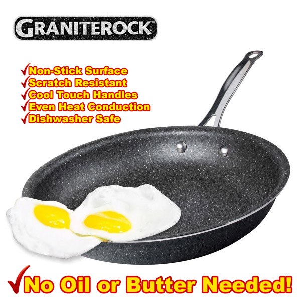 Granite Rock Mineral Enforced Non-Stick Frying Pan, Black