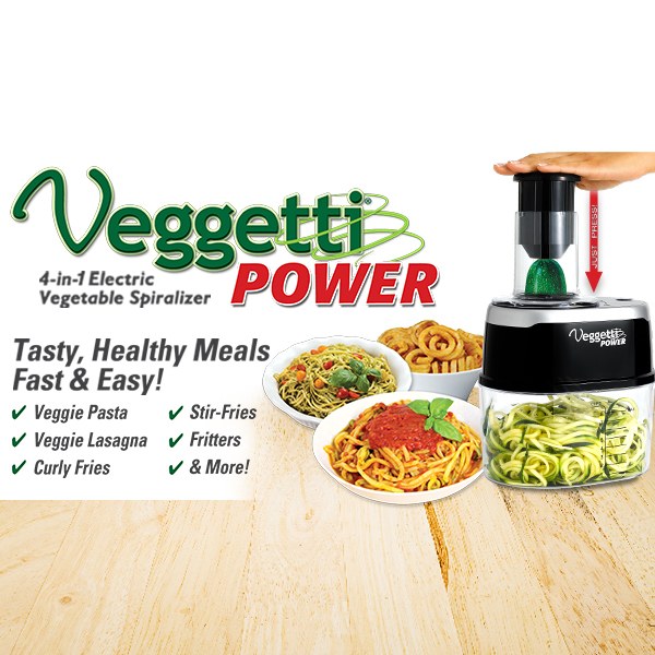  ONTEL Veggetti Power 4-in-1 Electric Spiralizer Turn Veggies  Into Healthy Delicious Meals As Seen on TV: Home & Kitchen