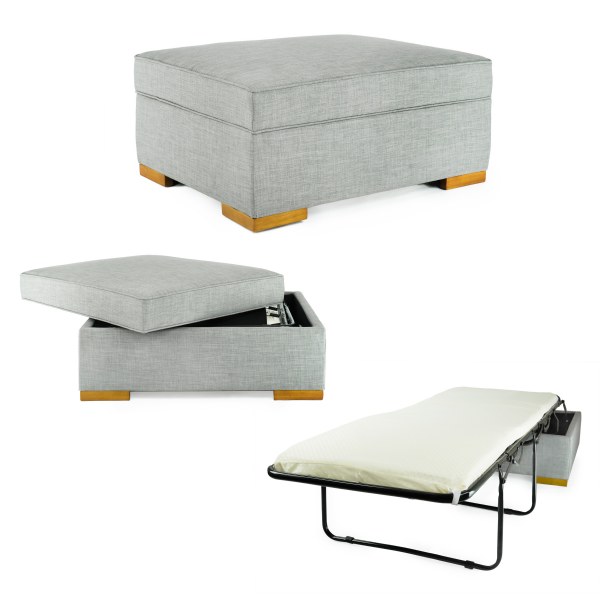 iBED Convertible Ottoman Guest Bed Grey As Seen On TV