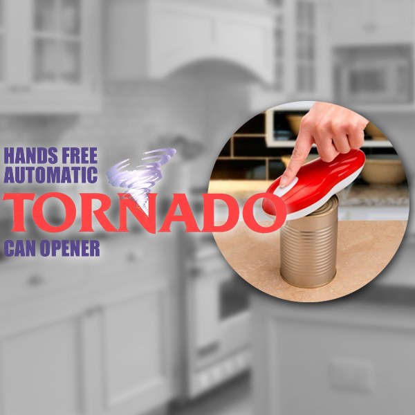 TORNADO Can Opener - How to use a battery-operated can opener! 