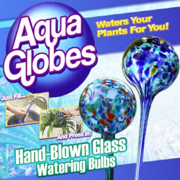 thumbnail image 2 of Aqua Globes 2-Pack - Hand-Blown Glass Self-Watering Plant Bulbs For Indoor & Outdoor Plants 2 of 12