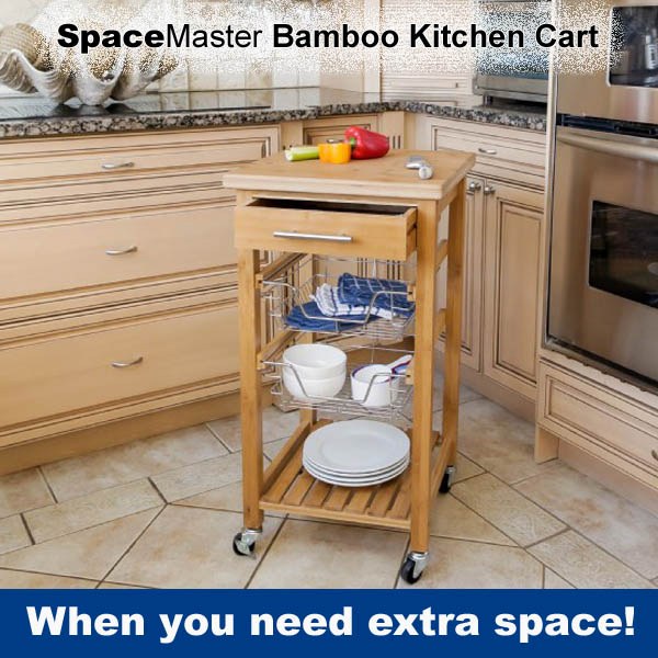 Bamboo Kitchen Cart with Storage