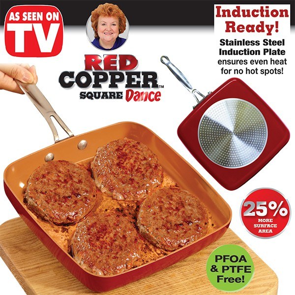 Red Copper Square Pan