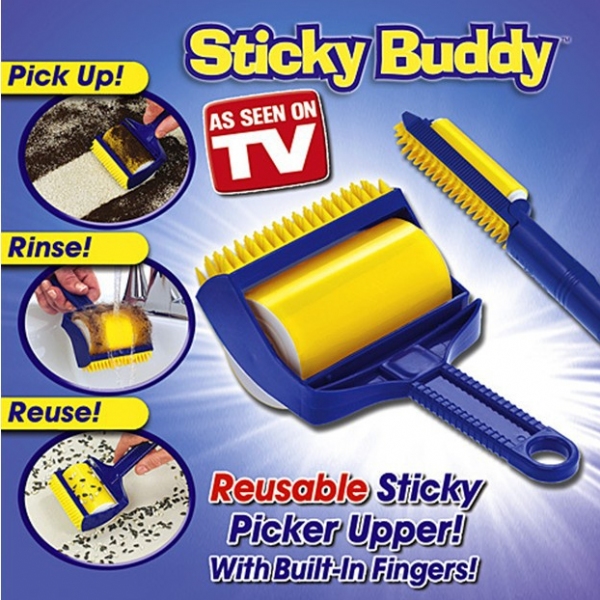 Sticky Buddy Reusable Lint Roller Brush AS SEEN ON TV AUTHENTIC FREE Travel Size 