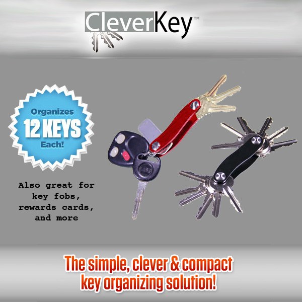 Clever Key As Seen On TV Key Organizer Up to 12 Keys-Red 