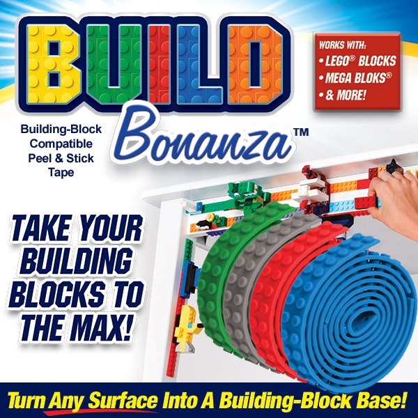 BUILD BONANZA Block Peel & Stick Tape Works with LEGO® and Ontel 