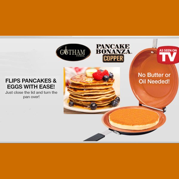 1pc Steel Double Pan, The Perfect Pancake Maker, Nonstick Easy To Flip Pan,  Double Sided Frying Pan For Fluffy Pancakes, Omelets, Cooking Eggs Frittat
