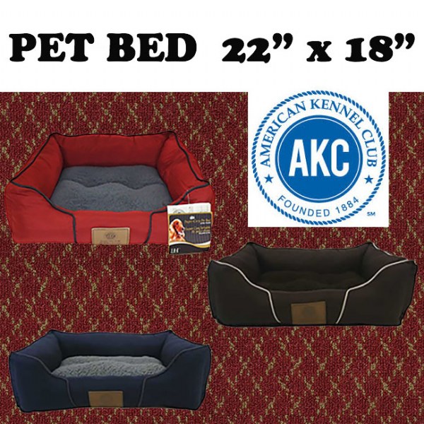 AKC Solid Print Dog Bed