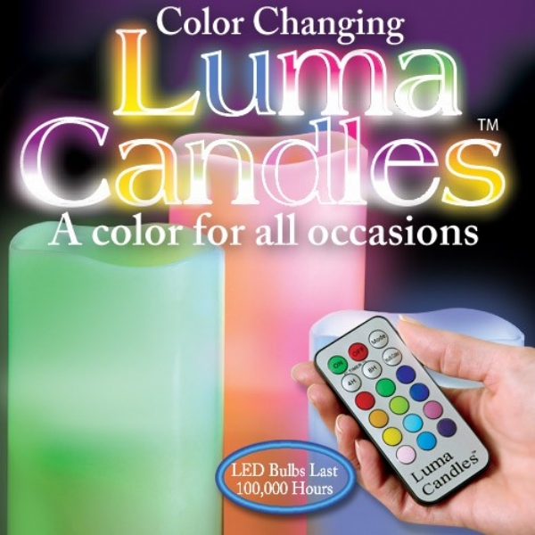 Luma Flameless LED Candles Color Changing Real Wax w/ Remote Control LIGHT 3 Set 